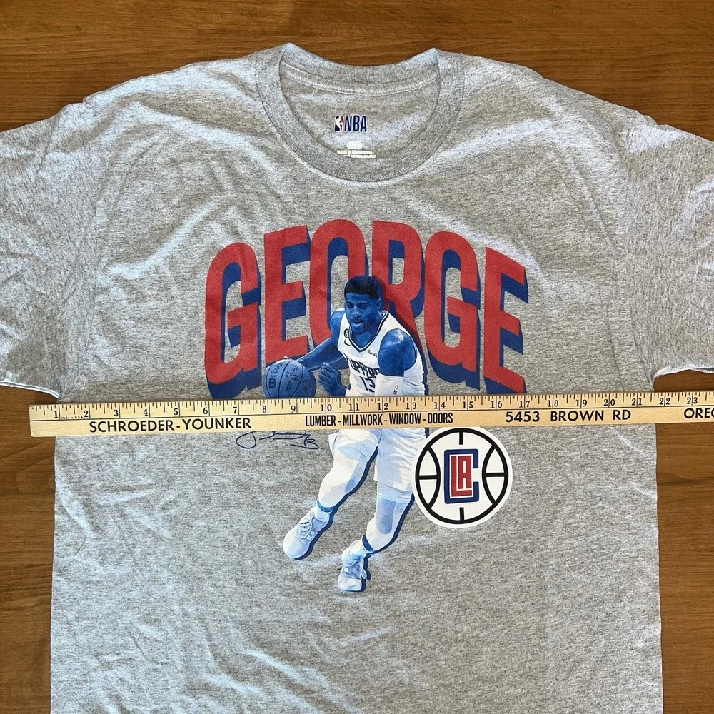 NWOT Paul George Los Angeles Clippers  Men's Large Short Sleeve T Shirt Gray - Picture 3 of 6